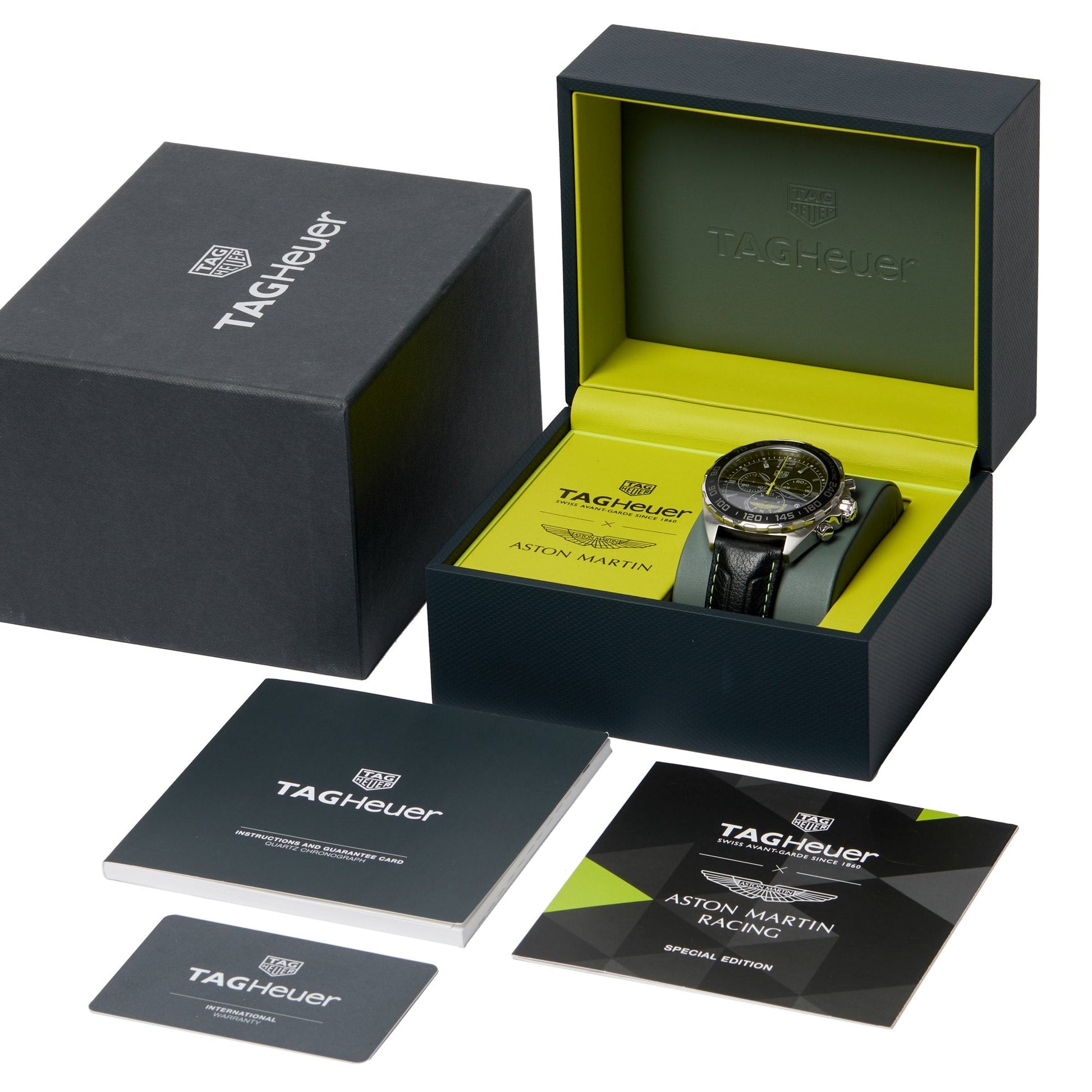 Tag Heuer Formula 1 Aston Martin Black Dial Black Leather Strap Watch for Men - CAZ101P.FC8245