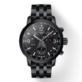 Tissot PRC 200 Chronograph Black Dial Black Steel Strap Watch For Men - T114.417.33.057.00