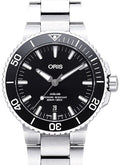 Oris Aquis Date Black Dial Silver Steel Strap Watch for Men - 0173377304134-0782405PEB