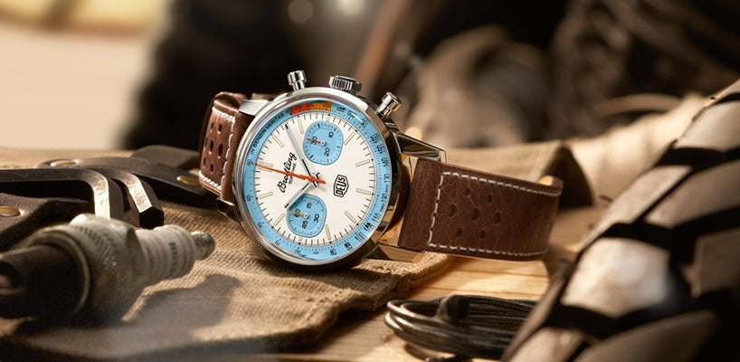 Breitling Top Time Deus Limited Edition White Dial Brown Leather Strap Watch for Men - A233112A1A1X1