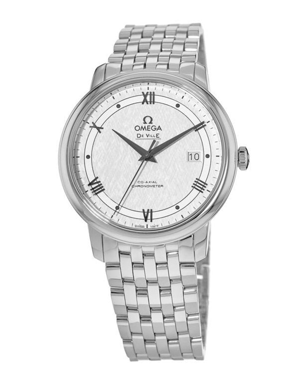 Omega De Ville Prestige Co Axial Automatic White Dial Silver Steel Strap Watch for Men - 424.10.40.20.02.005