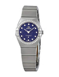 Omega Constellation Manhattan Quartz Diamonds Blue Dial Silver Steel Strap Watch for Women - 131.15.25.60.53.001