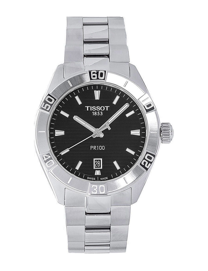 Tissot PR 100 Sport Quartz Black Dial Stainless Steel Strap Watch For Men - T101.610.11.051.00