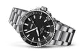 Oris Aquis Date Black Dial Silver Steel Strap Watch for Men - 0173377304134-0782405PEB