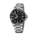 Oris Aquis Date Black Dial Silver Steel Strap Watch for Men - 0173377304134-0782405PEB