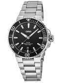 Oris Aquis Date Black Dial Silver Steel Strap Watch for Men - 0173377304134-0782405PEB