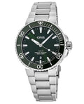 Oris Aquis Date Green Dial Silver Steel Strap Watch for Men - 0173377304157-0782405PEB