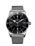 Breitling Superocean Heritage B20 Automatic 46 Black Dial Silver Mesh Bracelet Watch for Men - AB2020121B1A1