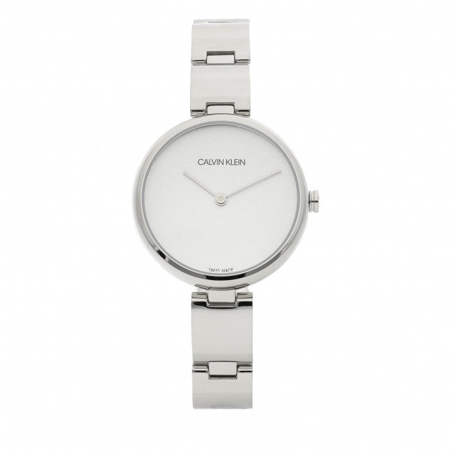 Calvin Klein Wavy Silver Dial Silver Steel Strap Watch for Women - K9U23146