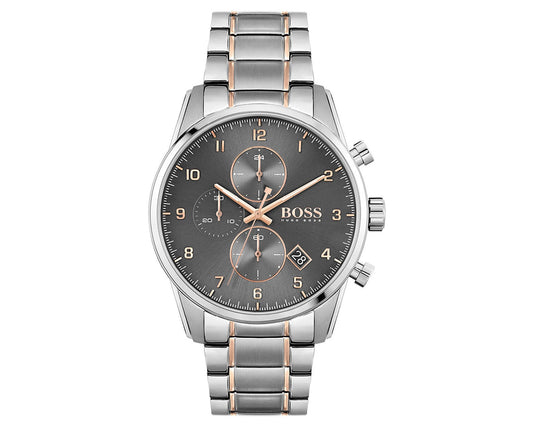 Hugo Boss Skymaster Grey Dial Two Tone Steel Strap Watch for Men - 1513789