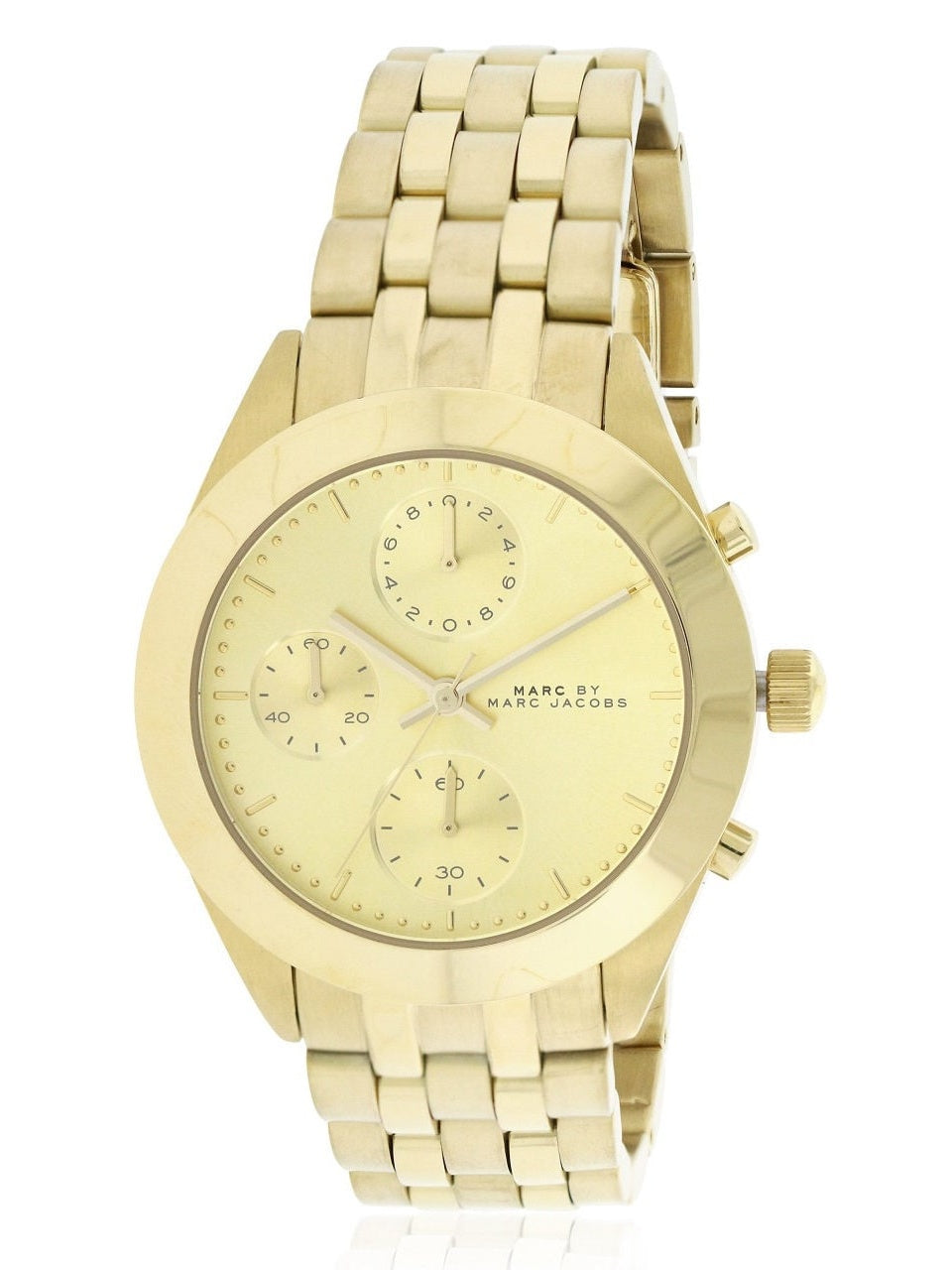 Marc Jacobs Peeker Chronograph Gold Dial Gold Stainless Steel Strap Watch for Women - MBM3393