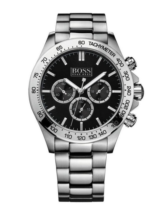 Hugo Boss Ikon Black Dial Silver Steel Strap Watch for Men - 1512965