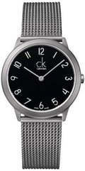 Calvin Klein Minimal Black Dial Silver Mesh Bracelet Watch for Women - K3M52151