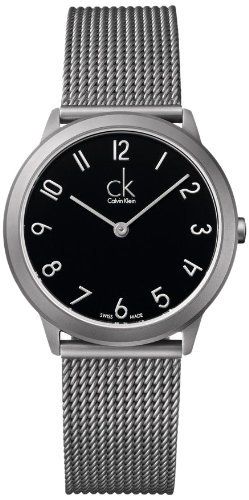 Calvin Klein Minimal Black Dial Silver Mesh Bracelet Watch for Women - K3M52151