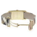 Burberry Pioneer Gold Dial Haymarket Beige Leather Strap Watch for Women - BU9407