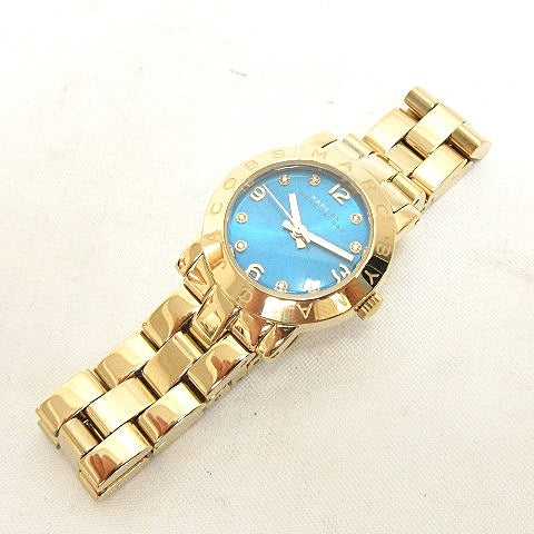 Marc Jacobs Amy Dinky Turquoise Dial Gold Stainless Steel Strap Watch for Women - MBM3229