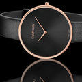 Calvin Klein Full Moon Black Dial Black Leather Strap Watch for Women - K8Y236C1