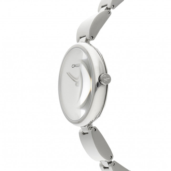 Calvin Klein Wavy Silver Dial Silver Steel Strap Watch for Women - K9U23146