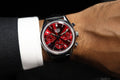 Tag Heuer Carrera Automatic Chronograph Red Dial Black Leather Strap Watch for Men - CBK221G.FC6479