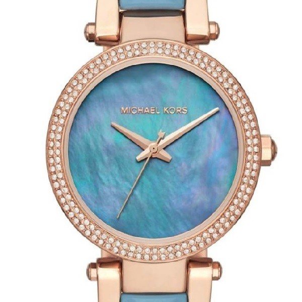 Michael Kors Parker Blue Mother of Pearl Dial Two Tone Steel Strap  Watch for Women - MK6491