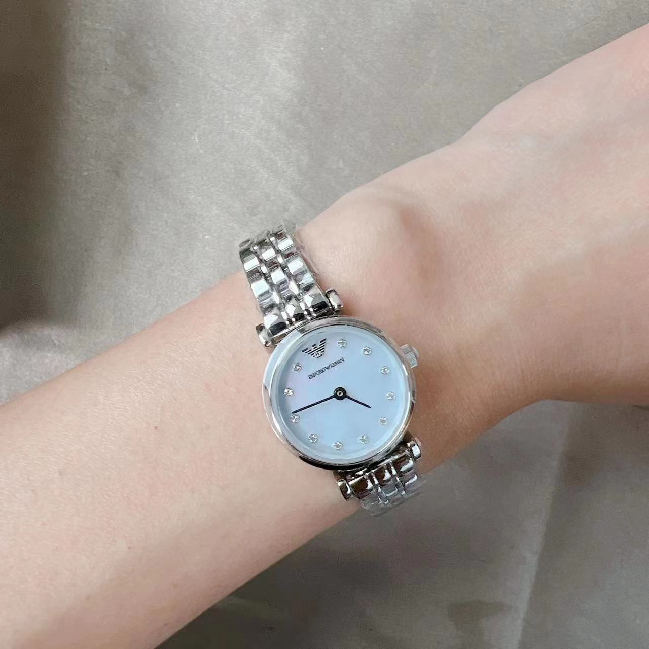 Emporio Armani Gianni T Bar Blue Dial Silver Steel Strap Watch For Women - AR1961