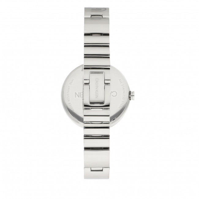 Calvin Klein Wavy Silver Dial Silver Steel Strap Watch for Women - K9U23146