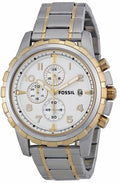 Fossil Dean Chronograph White Dial Two Tone Steel Strap Watch for Men - FS4795