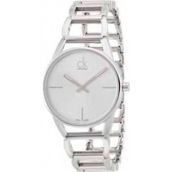 Calvin Klein Stately White Dial Silver Steel Strap Watch for Women - K3G23126