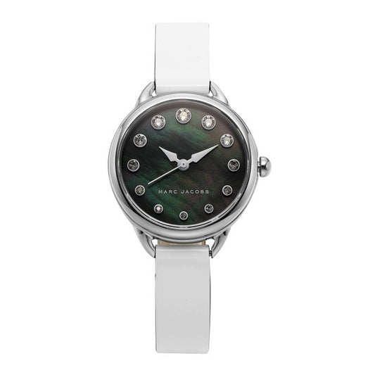 Marc Jacobs Betty Black Mother of Pearl Dial White Leather Strap Watch for Women - MJ1512