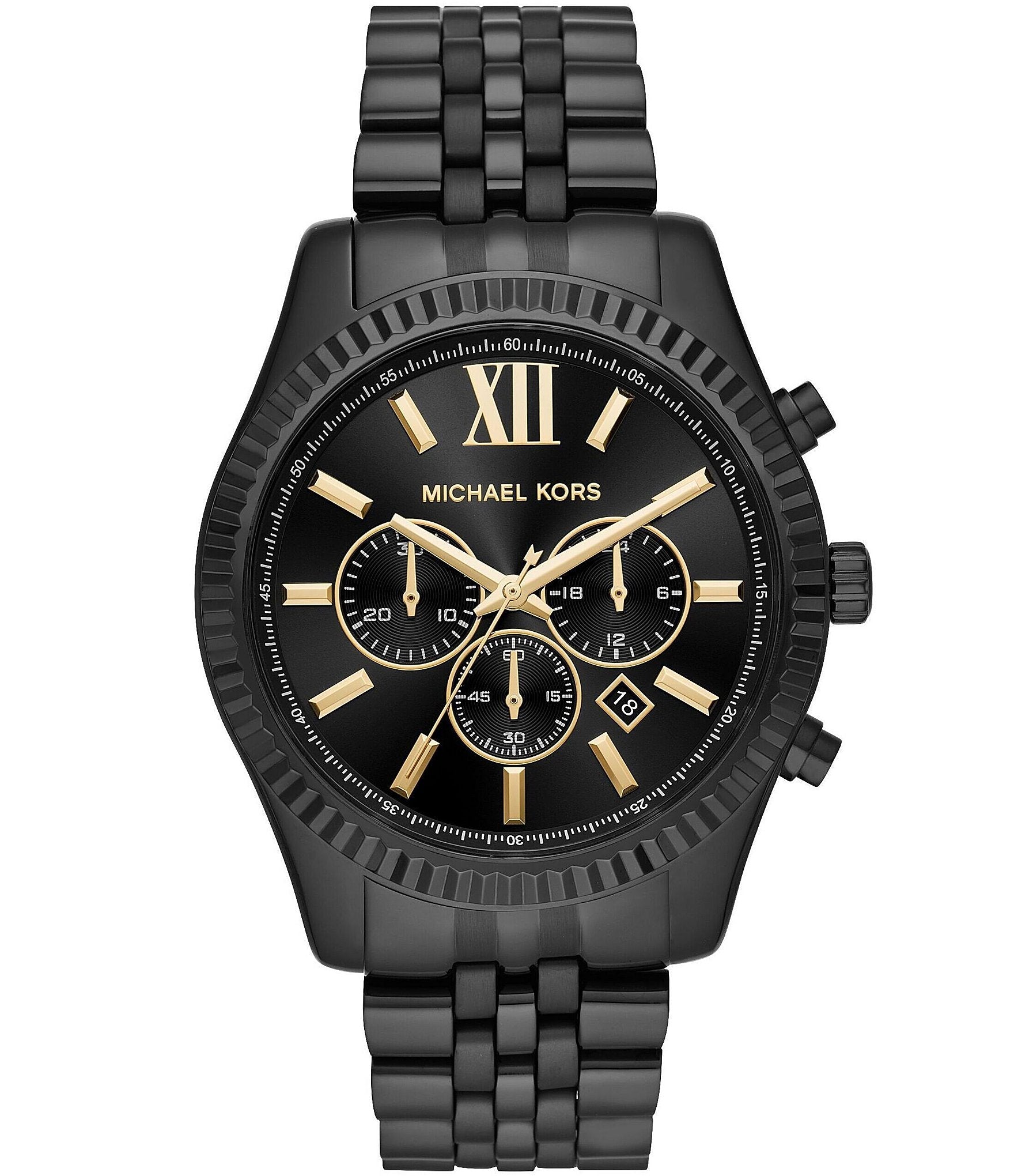 Michael Kors Lexington Black Dial Black Steel Strap Watch for Men - MK8603