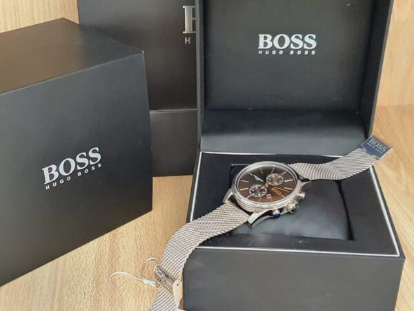 Hugo Boss Jet Chronograph Grey Dial Silver Mesh Bracelet Watch for Men - 1513440