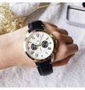 Fossil Grant Chronograph White Dial Black Leather Strap Watch for Men - FS5272