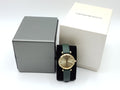 Emporio Armani Retro Champagne Beige Dial Green Leather Strap Watch For Women - AR1726