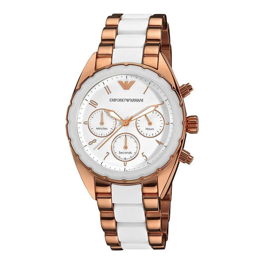 Emporio Armani Sportivo White Dial Two Tone Steel Strap Watch For Women - AR5942