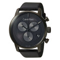 Calvin Klein City Chronograph Grey Dial Black Leather Strap Watch for Men - K2G177C3