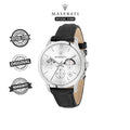 Maserati Ricordo Silver Dial Black Leather Strap Watch For Men - R8871633001