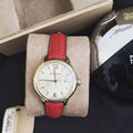 Burberry The Classic Gold Dial Red Leather Strap Watch for Women - BU10102