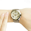 Fossil Cecile Champagne Dial Grey Leather Strap Watch for Women - AM4529