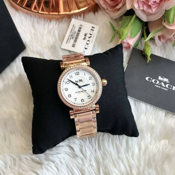 Coach Madison White Dial Rose Gold Steel Strap Watch for Women - 14502398