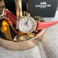 Coach Madison White Dial Red Leather Strap Watch for Women - 14502400