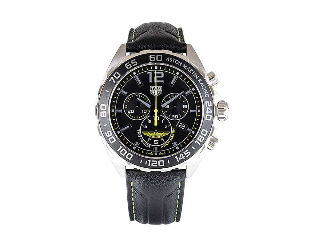 Tag Heuer Formula 1 Aston Martin Black Dial Black Leather Strap Watch for Men - CAZ101P.FC8245