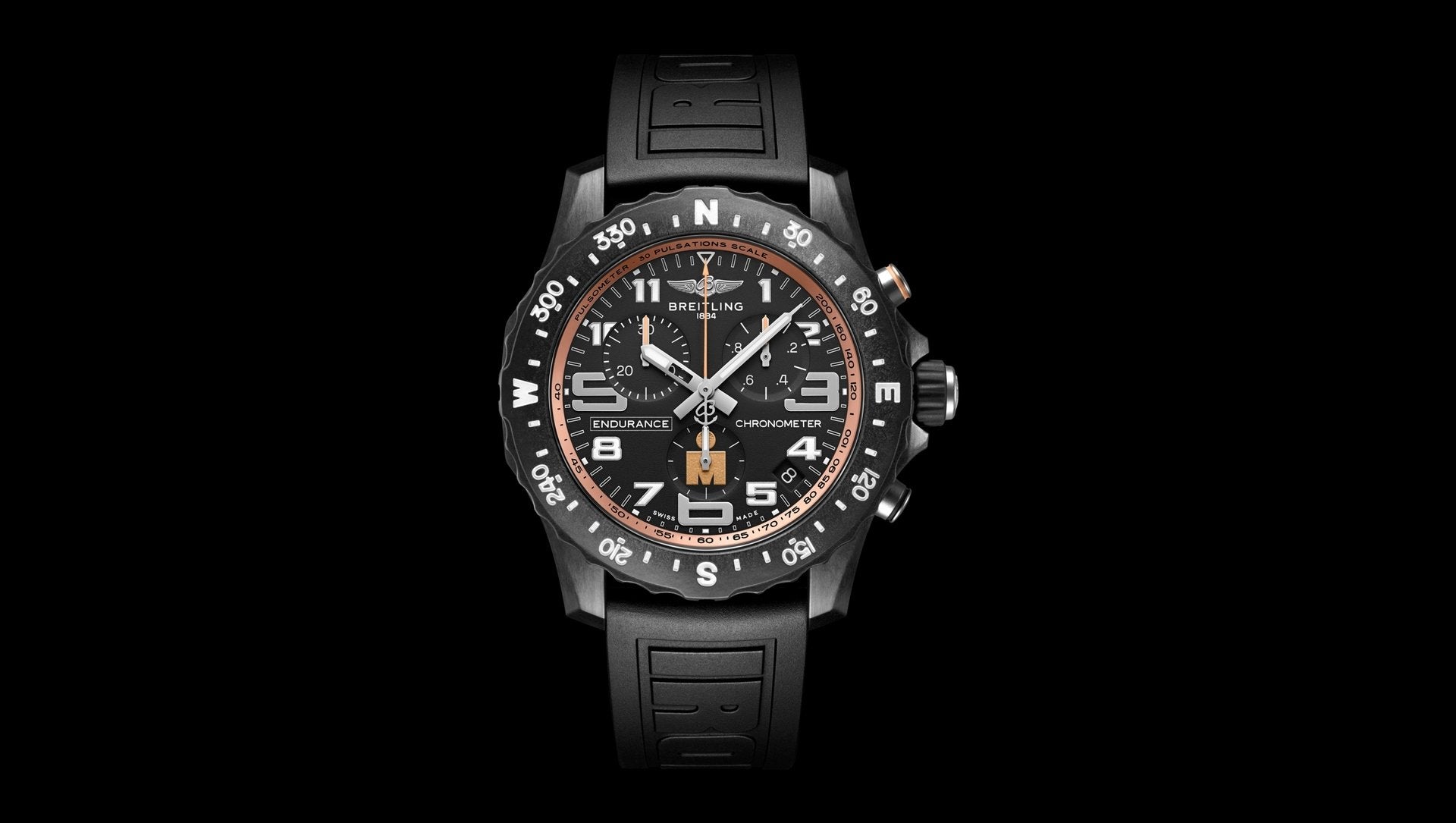 Breitling Endurance Pro Ironman Black Dial Black Rubber Strap Watch for Men - X823101B1B1S1