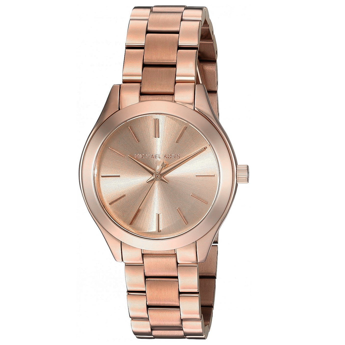 Michael Kors Slim Runway Rose Gold Dial Steel Strap Watch for Women - MK3513