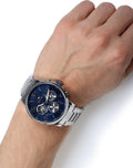 Tommy Hilfiger Keagan Quartz Blue Dial Silver Steel Strap Watch for Men - 1791293