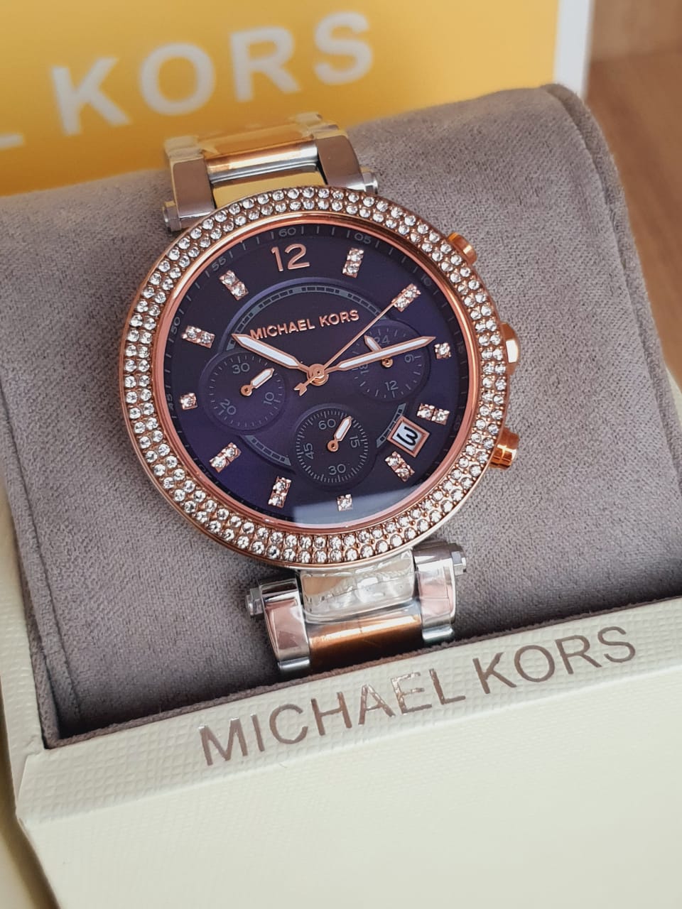 Michael Kors Parker Blue Dial Two Tone Steel Strap Watch for Women - MK6141