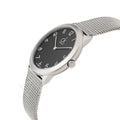 Calvin Klein Minimal Black Dial Silver Mesh Bracelet Watch for Women - K3M53151