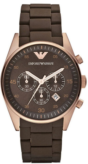 Emporio Armani Sportivo Chronograph Brown Dial Brown Steel Strap Watch For Men - AR5890