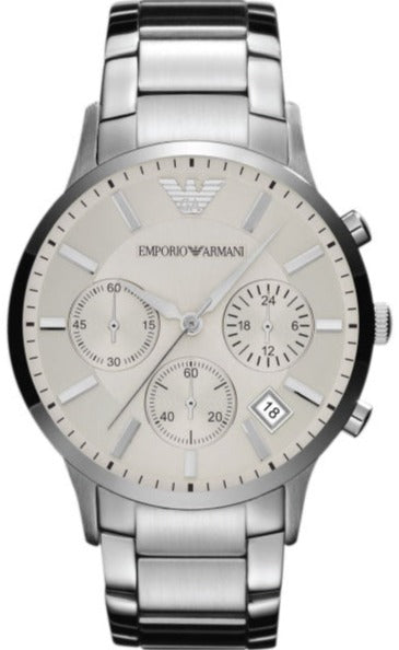 Emporio Armani Renato Chronograph Cream Dial Stainless Steel Dial Watch For Men - AR2458