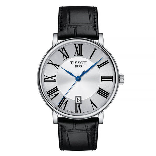 Tissot Carson Premium Silver Dial Black Leather Strap Watch For Men - T122.410.16.033.00