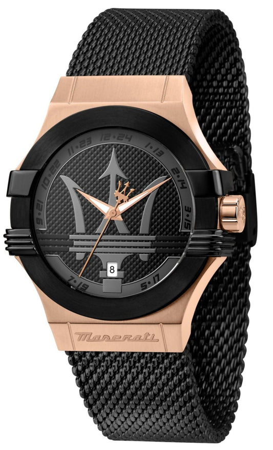 Maserati Potenza Black Mesh Bracelet Black Dial Watch For Men - R8853108010